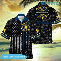 Custom Michigan Hawaiian Shirt Sunflower USA Flag Wolverines Gift