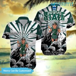 Custom Michigan State Hawaiian Shirt Mascot Waves Spartans Gift