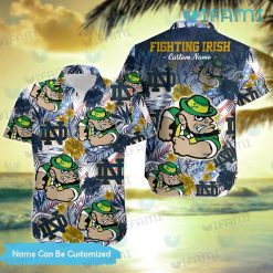 Custom Notre Dame Hawaiian Shirt Mascot Palm Leaf Notre Dame Gift