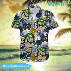 Custom Notre Dame Hawaiian Shirt Mascot Palm Leaf Notre Dame Present