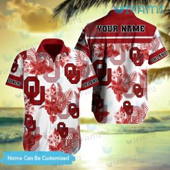Custom OU Hawaiian Shirt Tropical Flower Oklahoma Sooners Gift