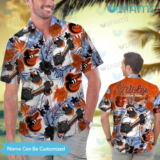 Custom Orioles Hawaiian Shirt Mascot Tropical Summer Baltimore Orioles Gift