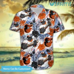Custom Orioles Hawaiian Shirt Mascot Tropical Summer Baltimore Orioles Present Front