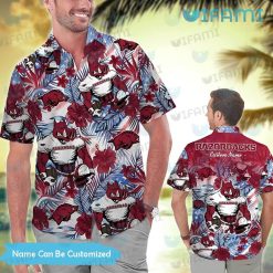 Razorbacks Hawaiian Shirt Ribcage Tropical Flower Arkansas Razorbacks Gift