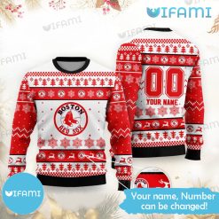 Custom Red Sox Sweater Reindeer Snowflake Boston Red Sox Gift