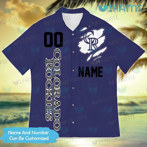 Custom Rockies Hawaiian Shirt Baseball Helmet Ripped Logo Colorado Rockies Gift