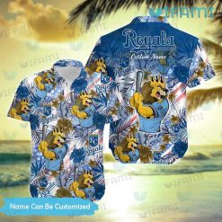 Custom Royals Hawaiian Shirt Mascot Palm Leaf Kansas City Royals Present Back