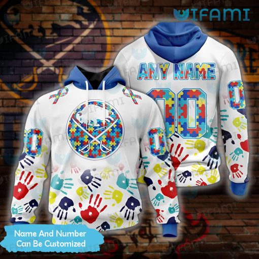 Custom Sabres Hoodie 3D Autism Hand Print Buffalo Sabres Gift