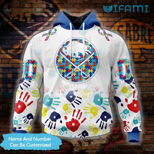 Custom Sabres Hoodie 3D Autism Hand Print Buffalo Sabres Gift