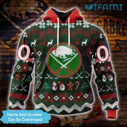 Custom Sabres Hoodie 3D Christmas Design Buffalo Sabres Present Front