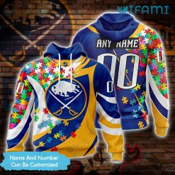 Custom Sabres Hoodie 3D Puzzle Piece For Autism Buffalo Sabres Gift