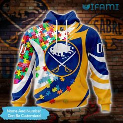 Custom Sabres Hoodie 3D Puzzle Piece For Autism Buffalo Sabres Present Front