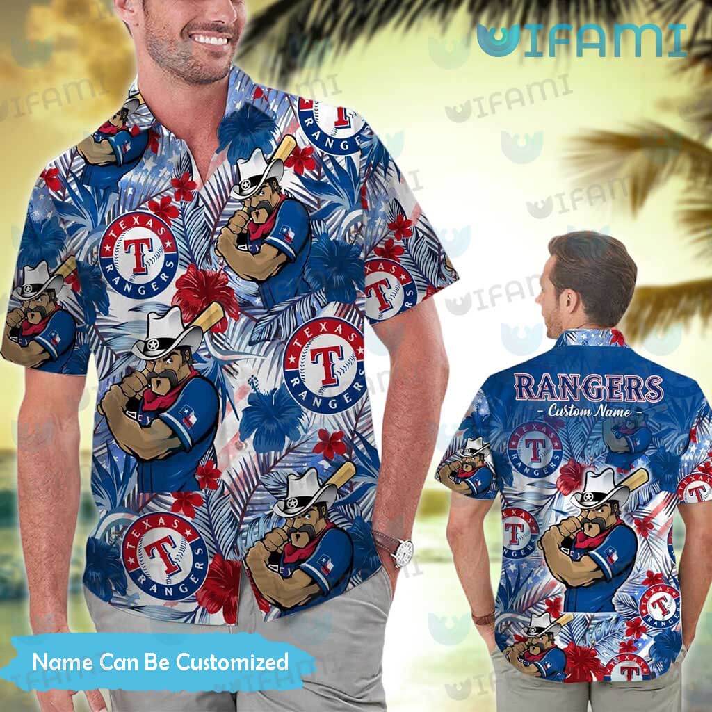 Texas Rangers Tropical Floral Custom Name Aloha Hawaiian Shirt