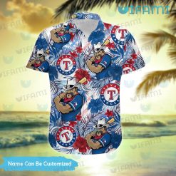 Custom Texas Rangers Hawaiian Shirt Mascot Tropical Flower Texas Rangers Present