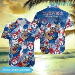 Custom Texas Rangers Hawaiian Shirt Mascot Tropical Flower Texas Rangers Present For Fans