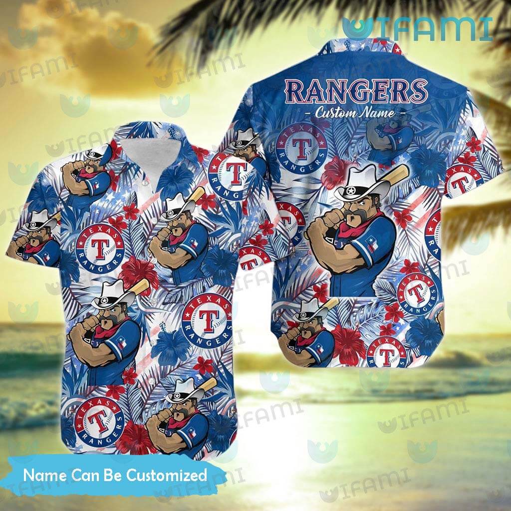 Texas Rangers White Hibiscus Light Blue Texture Background 3D Hawaiian  Shirt Gift For Fans - YesItCustom