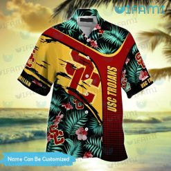 Custom USC Hawaiian Shirt Hibiscus Palm Leaf USC Trojans Present