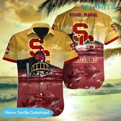 Custom USC Hawaiian Shirt Mascot Dolphin Summer Beach USC Trojans Gift