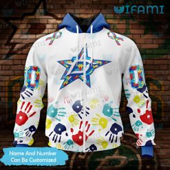 Dallas Stars Hoodie 3D Autism Hand Print Custom Dallas Stars Zipper