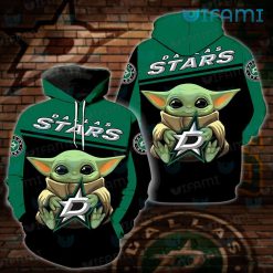 Dallas Stars Hoodie 3D Baby Yoda Hug Logo Dallas Stars Gift