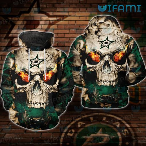 Dallas Stars Hoodie 3D Flaming Eyes Skull Dallas Stars Gift