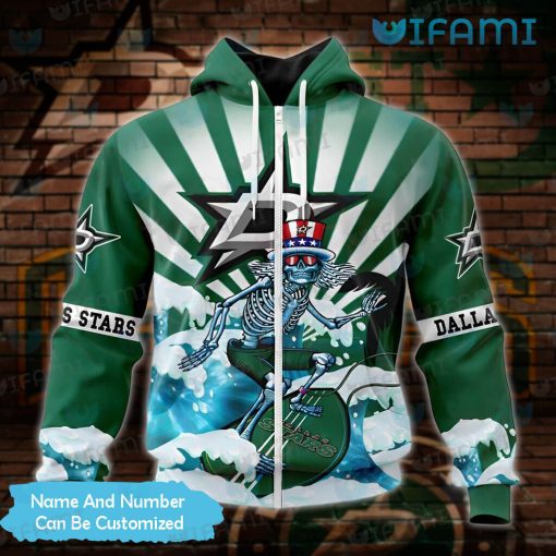 Dallas Stars Hoodie 3D Skeleton Surfing Custom Dallas Stars Gift