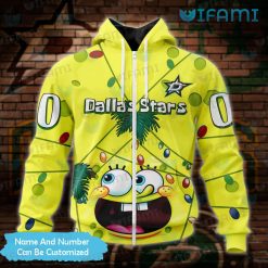 Dallas Stars Hoodie 3D SpongeBob Lights Custom Dallas Stars Zipper