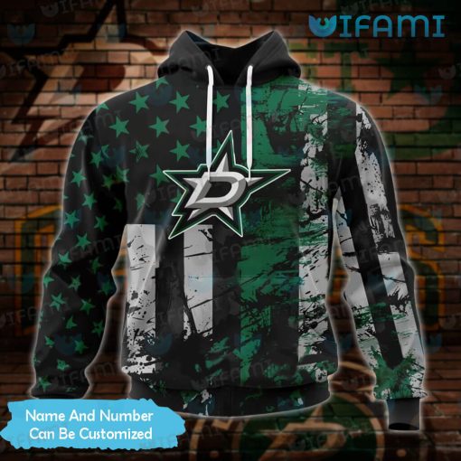 Dallas Stars Hoodie 3D USA Flag Grunge Pattern Custom Dallas Stars Gift