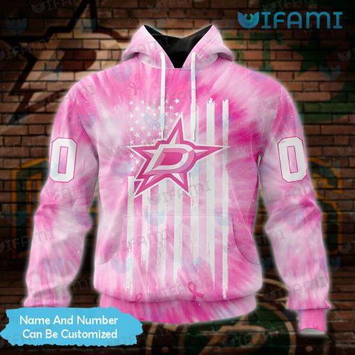 Dallas Stars Hoodie 3D USA Flag Pink Tie Dye Custom Dallas Stars Gift