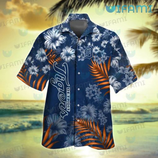 Detroit Tigers Hawaiian Shirt Flower Palm Leaf Detroit Tigers Gift