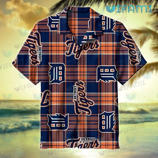 Detroit Tigers Hawaiian Shirt Gingham Pattern Detroit Tigers Gift