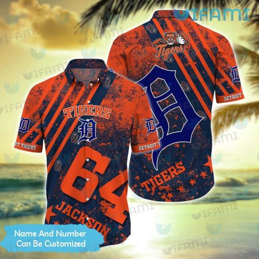 Detroit Tigers Hawaiian Shirt Grunge Pattern Personalized Detroit Tigers Gift