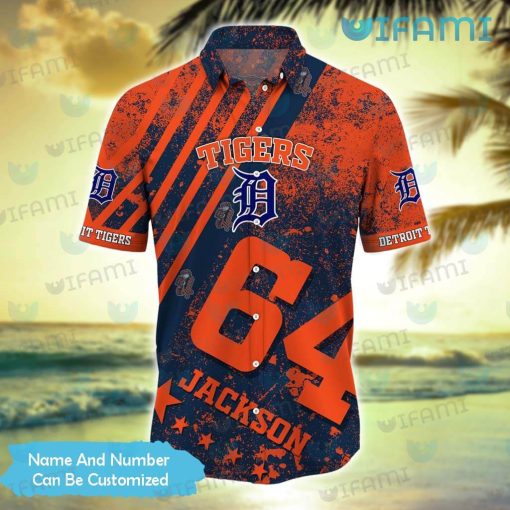 Detroit Tigers Hawaiian Shirt Grunge Pattern Personalized Detroit Tigers Gift