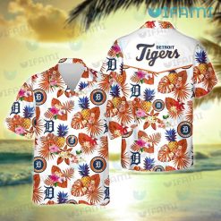 Detroit Tigers Hawaiian Shirt Pineapple Tropical Flower Detroit Tigers Gift