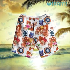 Detroit Tigers Hawaiian Shirt Pineapple Tropical Flower Detroit Tigers Short