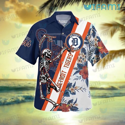 Detroit Tigers Hawaiian Shirt Skeleton Dancing Detroit Tigers Gift