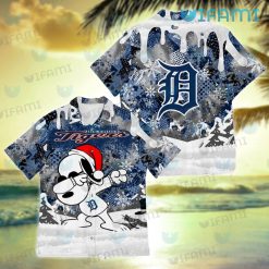 Detroit Tigers Hawaiian Shirt Snoopy Dabbing Snowflake Detroit Tigers Gift