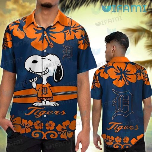 Detroit Tigers Hawaiian Shirt Snoopy Smile Surfboard Detroit Tigers Gift