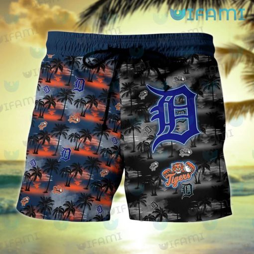 Detroit Tigers Hawaiian Shirt Sunset Dark Coconut Tree Detroit Tigers Gift