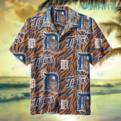 Detroit Tigers Hawaiian Shirt Tiger Pattern Logo Detroit Tigers Gift