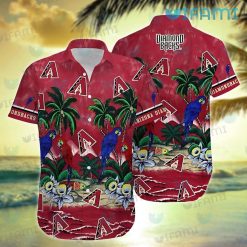 Diamondbacks Hawaiian Shirt Parrot Couple Tropical Beach Arizona Diamondbacks Present Back