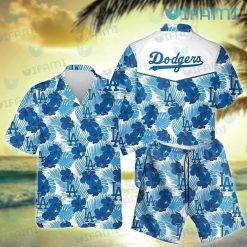 Dodgers Hawaiian Shirt Blue Hibiscus Palm Leaf Los Angeles Dodgers Gift