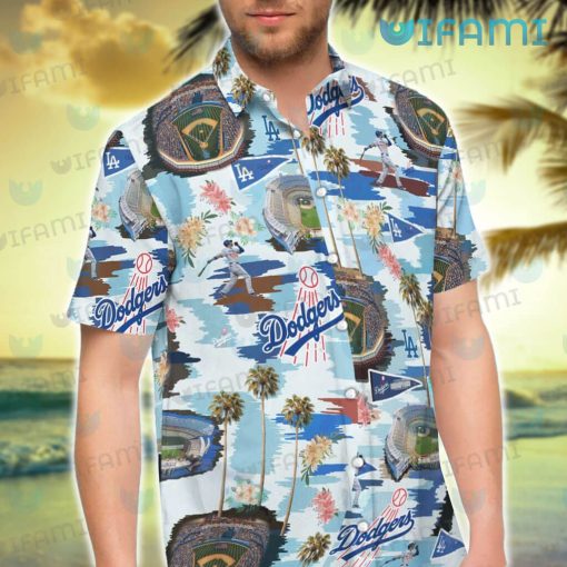 Dodgers Hawaiian Shirt Dodger Stadium Flower Los Angeles Dodgers Gift