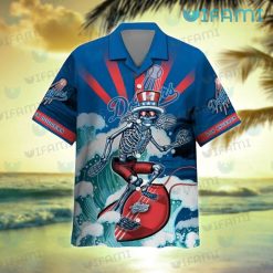 Dodgers Hawaiian Shirt Grateful Dead Skeleton Surfing Los Angeles Dodgers Present
