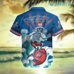 Dodgers Hawaiian Shirt Grateful Dead Skeleton Surfing Los Angeles Dodgers Present Back