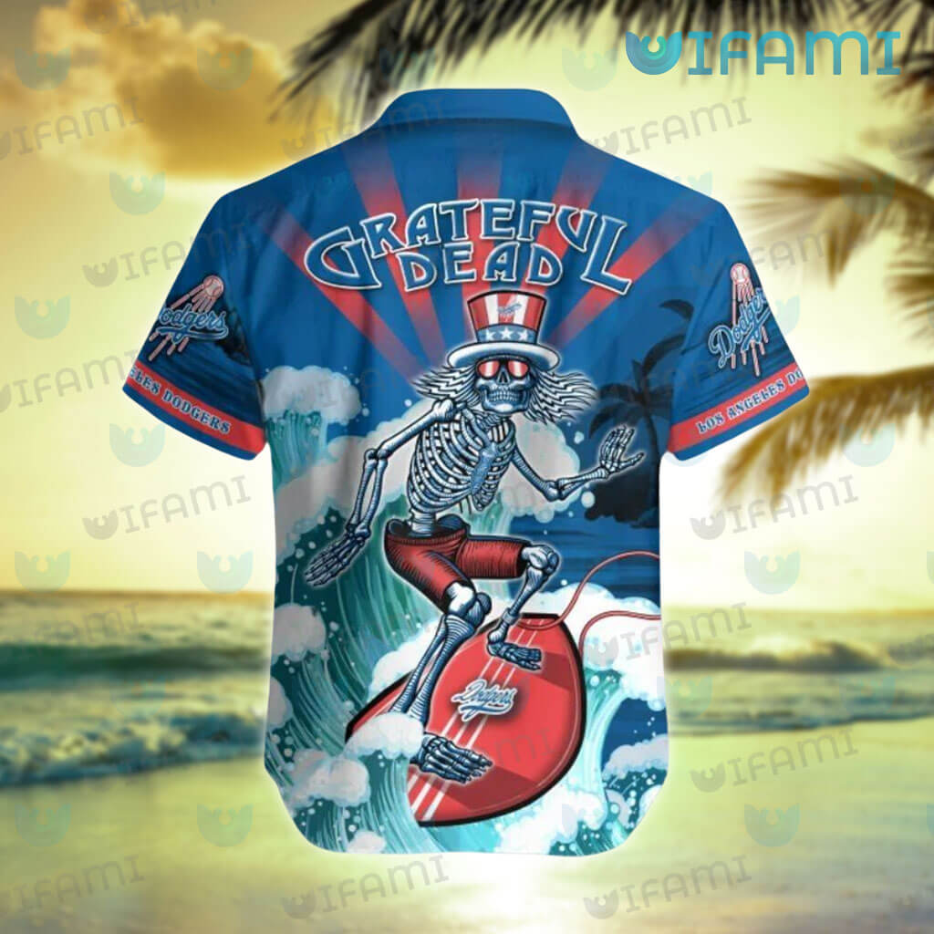 Los Angeles Dodgers Grateful Dead Button Up Hawaiian Shirt, LA