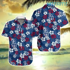 Dodgers Hawaiian Shirt Hibiscus Palm Leaves Los Angeles Dodgers Gift