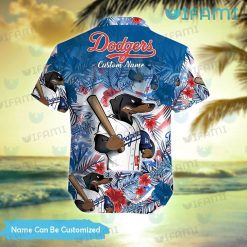 Dodgers Hawaiian Shirt Mascot Pattern Los Angeles Dodgers Present Back