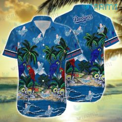 Dodgers Hawaiian Shirt Parrots Coconut Tree Los Angeles Dodgers Gift