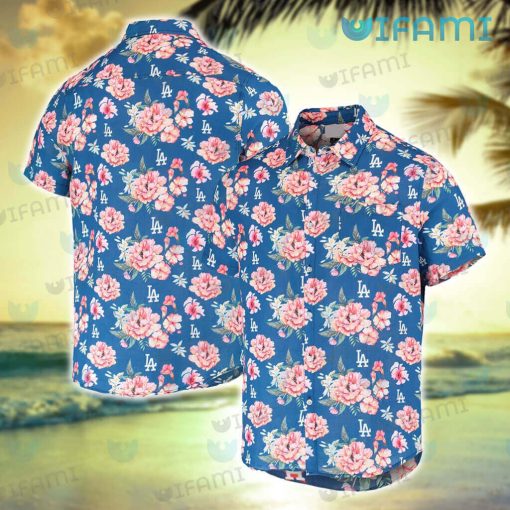 Dodgers Hawaiian Shirt Pink Hibiscus Pattern Los Angeles Dodgers Gift